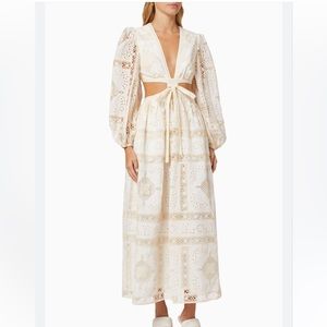 Zimmermann Aliane embroidered long dress size 0/xs ivory
